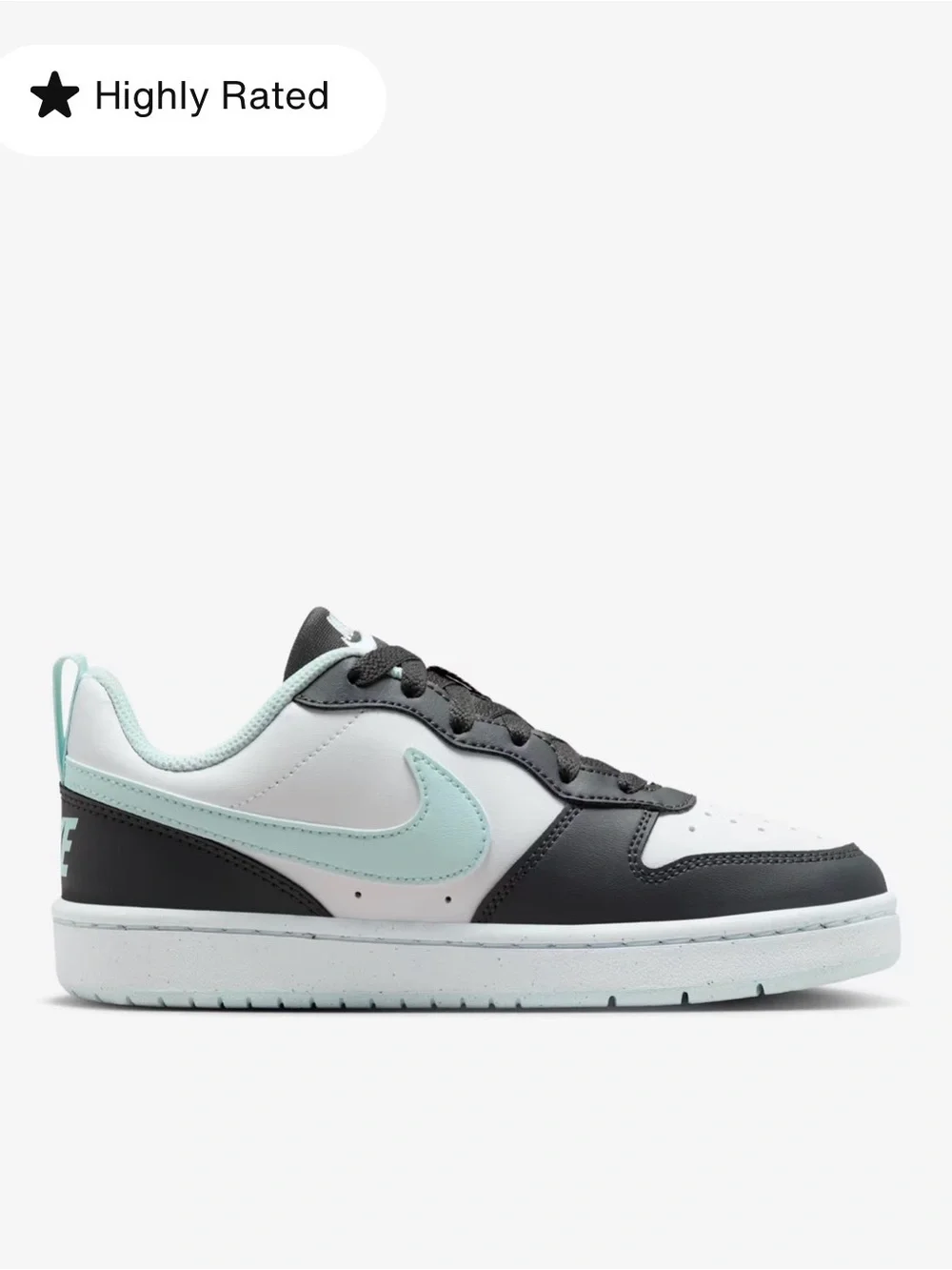 Nike youth Court Borough Low Recraft  in White, Black & Light Blue